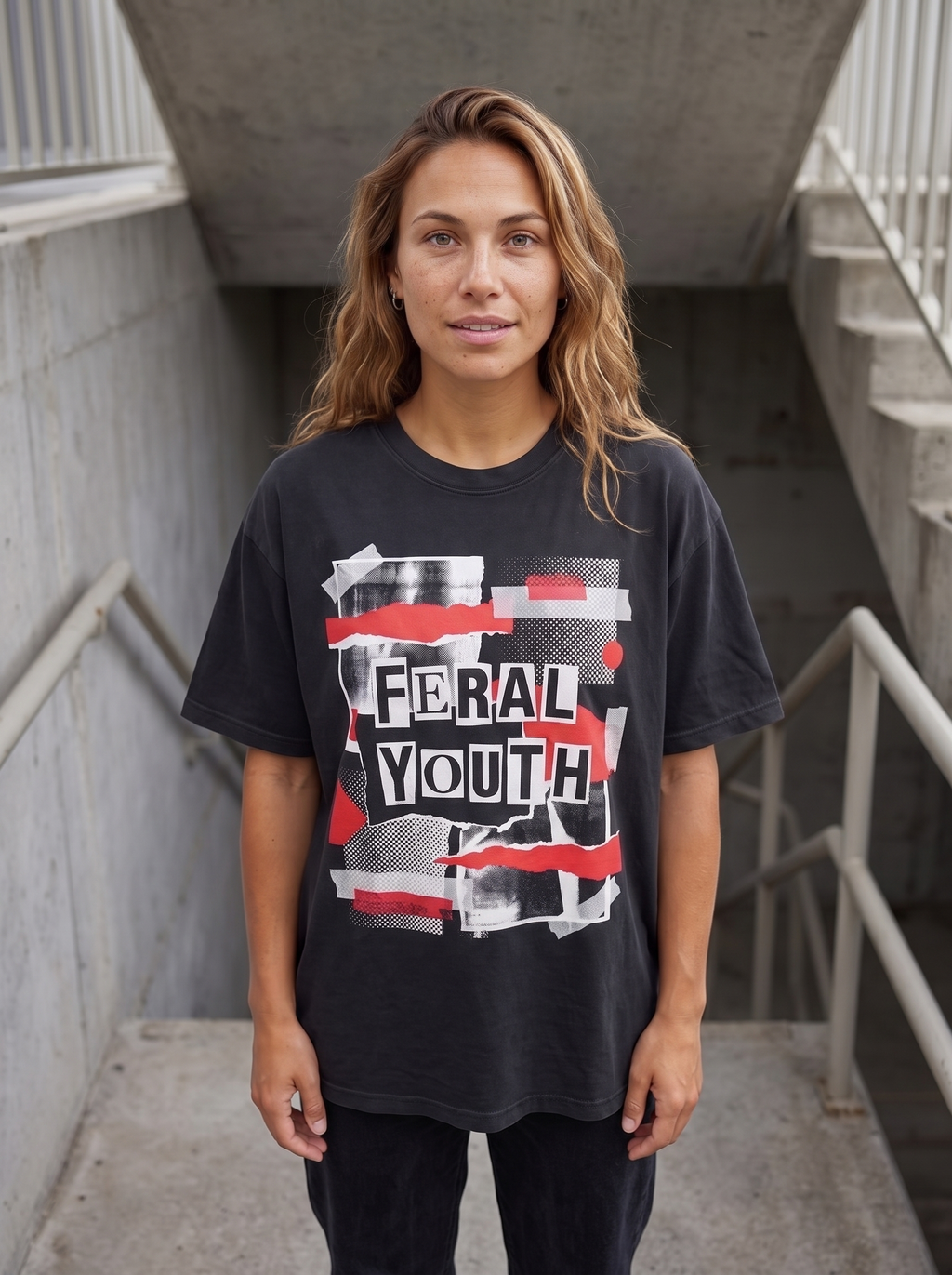 Feral Youth Oversized T-Shirt - Close-up