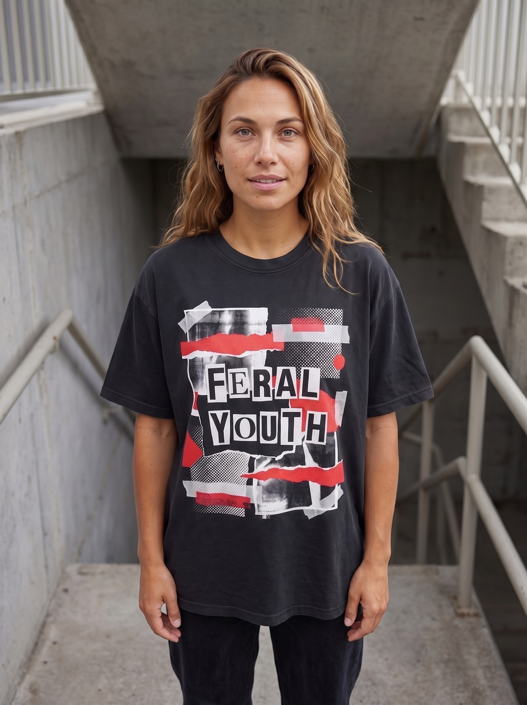 Feral Youth Oversized T-Shirt - Close-up