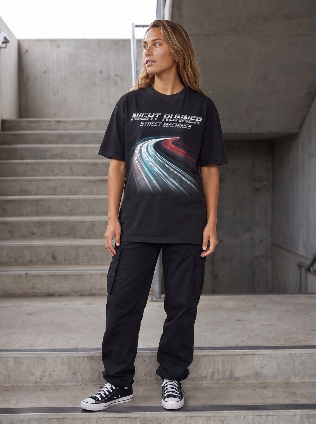Night Runner Oversized T-Shirt - Full length