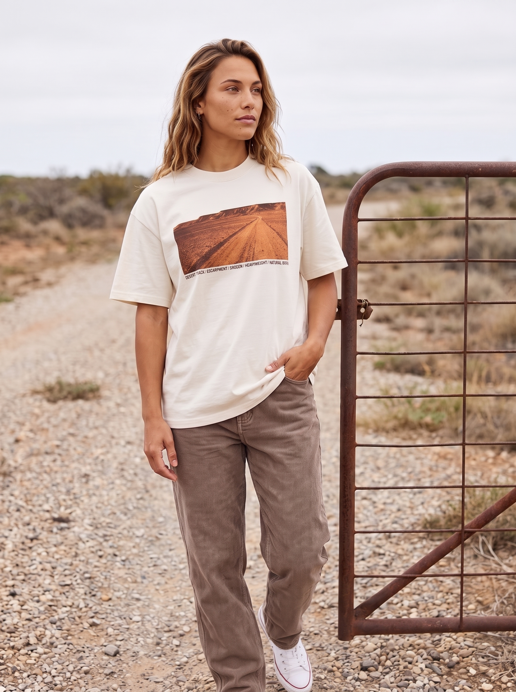 Red Centre Oversized T-Shirt - Full length
