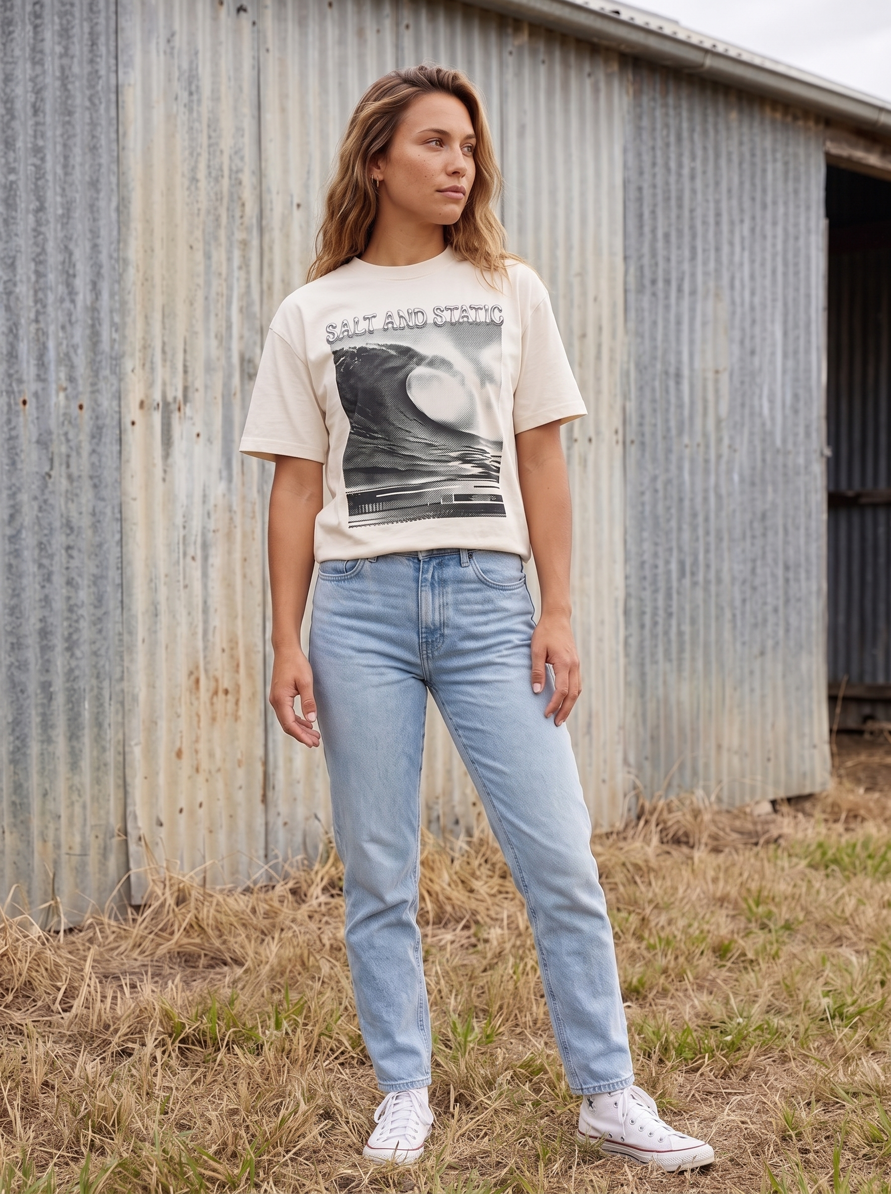 Salt and Static Oversized T-Shirt - Full length