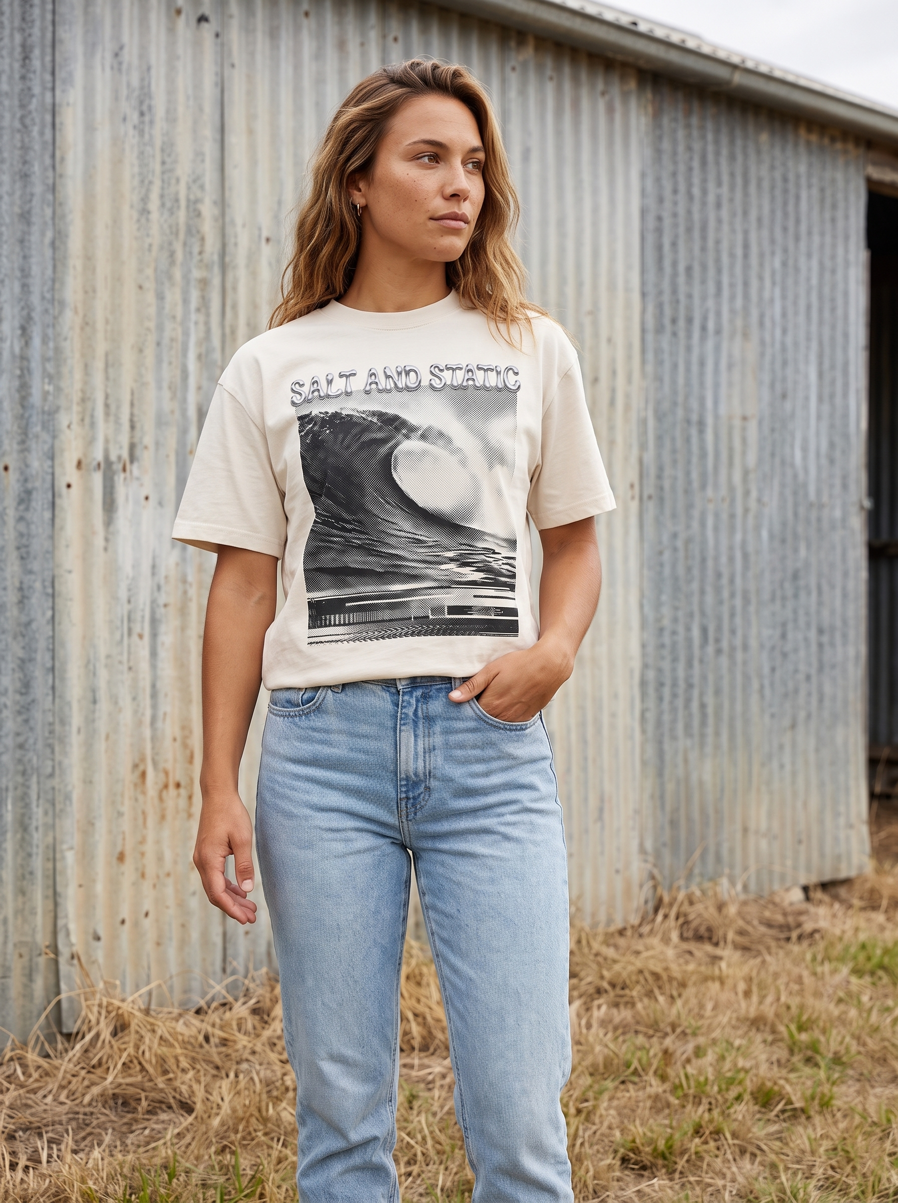 Salt and Static Oversized T-Shirt - Front view