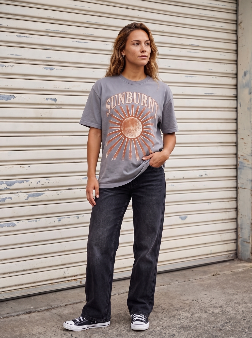 Sunburnt Oversized T-Shirt - Full length